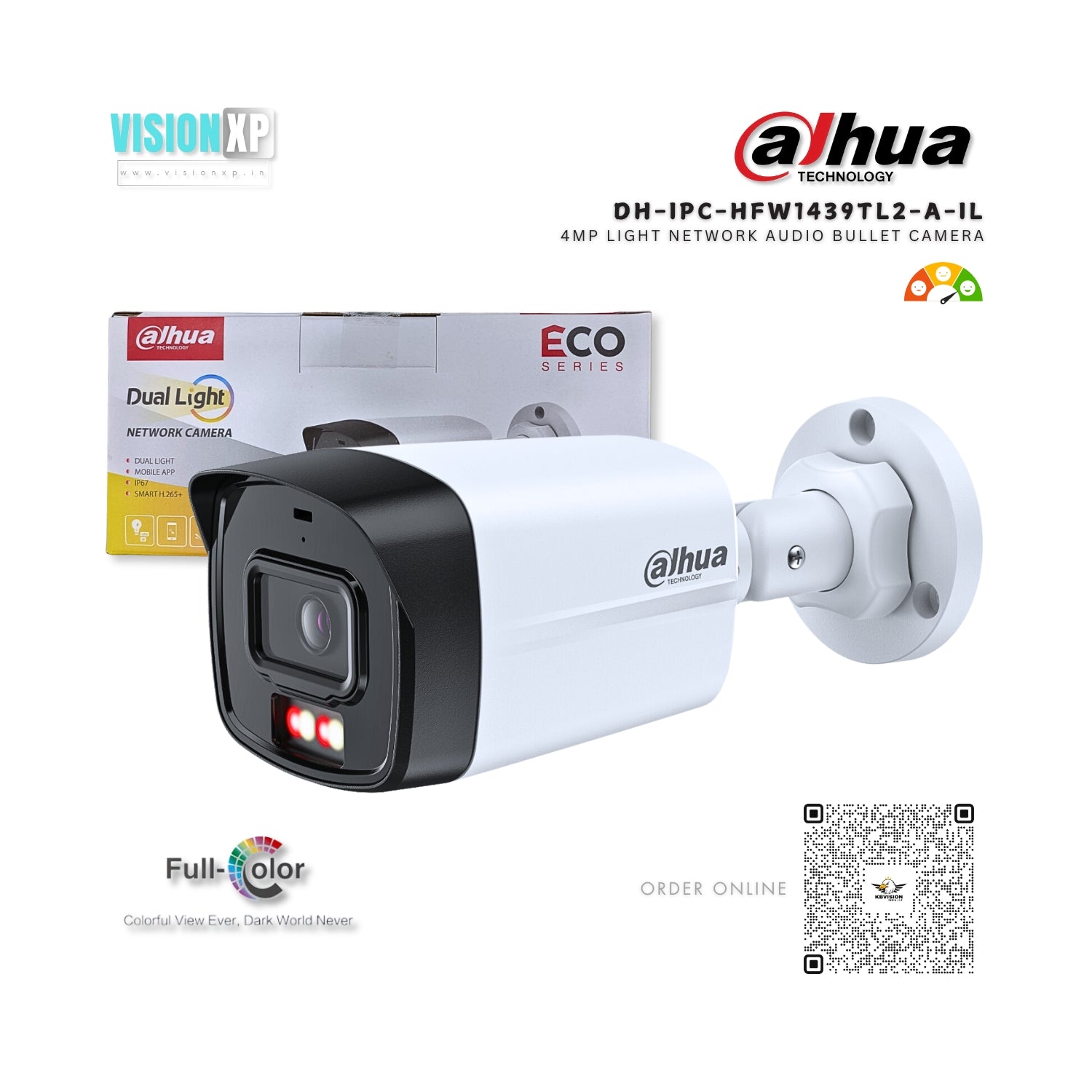 Dahua DH-IPC-HFW1439TL2-A-IL 4MP Light Network Audio Bullet Camera Dahua DH-IPC-HFW1439TL2-A-IL 4MP Light Network Audio Bullet Camera